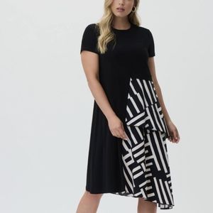 Joseph Ribkoff Black/Beige Asymetrical Dress US 10 nwt